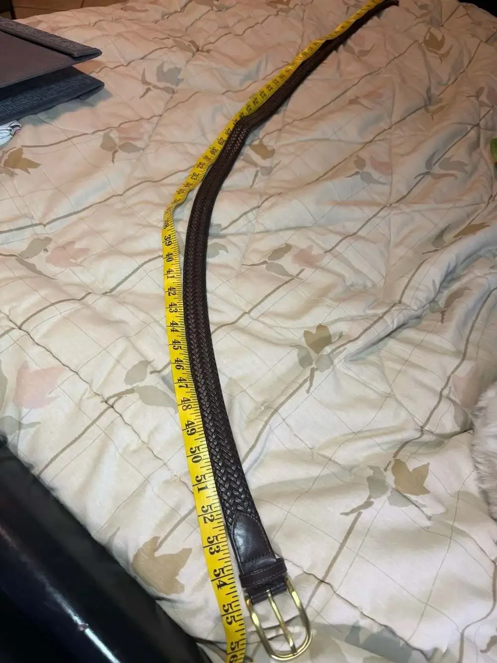 Perry Ellis Portfolio Men's Dark Brown Braided Leather Belt Size 46 KP65106